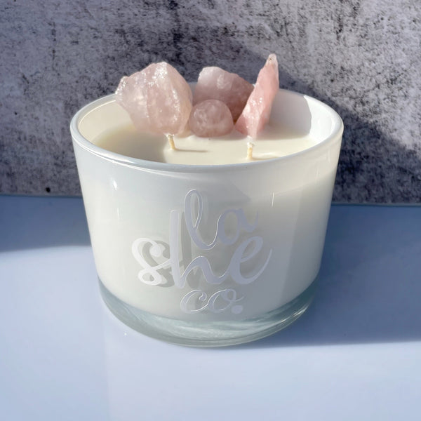 Love Happiness & Inspire Marshmallow & Sandalwood Crystal Candle